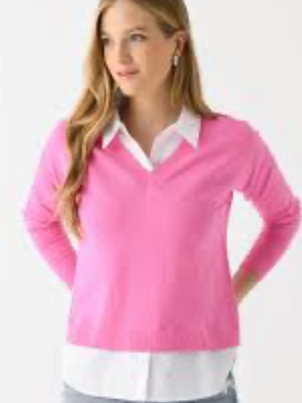 Women's Sz. S J Society - Saint Bernard - Hot Pink Layered V-Neck Sweater